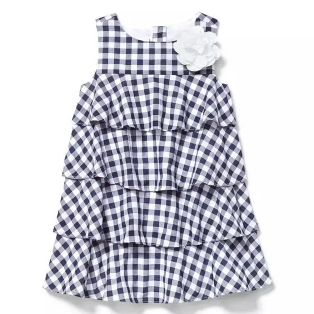 Janie & Jack Gingham Tiered Ruffle Dress Size 3